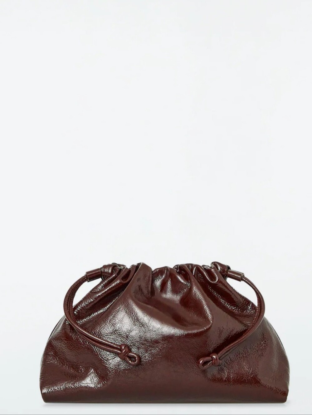 COS Mini Cavatelli Leather Clutch Bordeaux